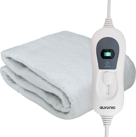 Couverture électrique Auronic XL - 190x90 cm - 1 personne - 3 niveaux de chaleur - drap-housse avec sangles élastiques - Couverture chauffante - Blanc