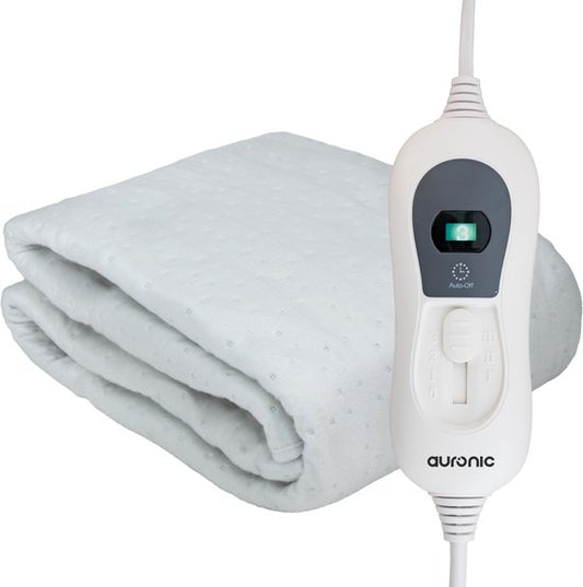 Couverture électrique Auronic XL - 190x90 cm - 1 personne - 3 niveaux de chaleur - drap-housse avec sangles élastiques - Couverture chauffante - Blanc
