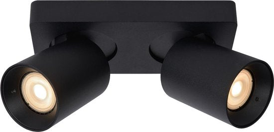 Lucide NIGEL - Spot de plafond (lampe de plafond) - LED « Dim to warm » - GU10 - 2x5 W 2200 K/3000 K - Noir