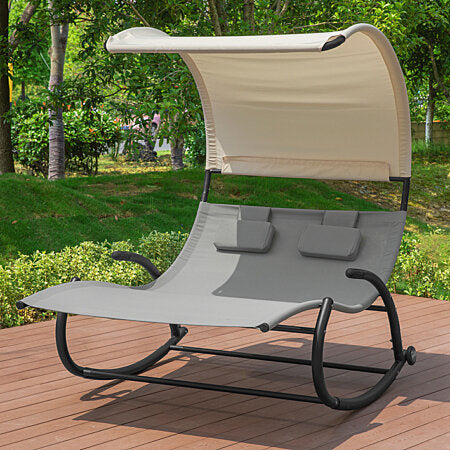 SoBuy Sun deck Fauteuil à bascule 2 places - 300kg - 140x184x180cm