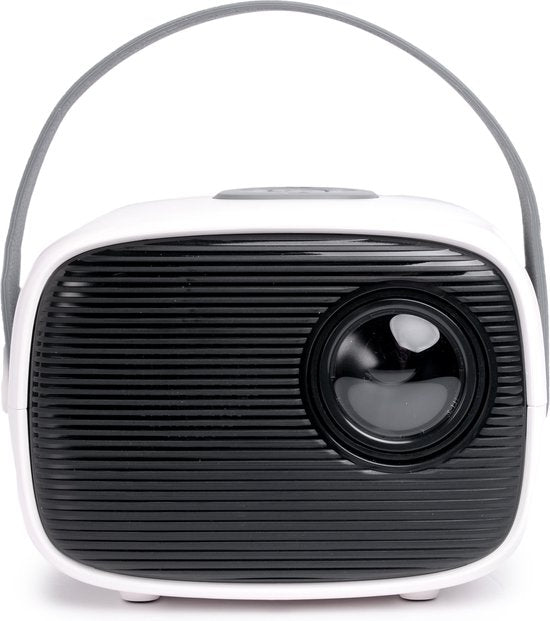 QLT TV Projector - Mini Beamer avec source lumineuse LED - Résolution 800 x 480 Pixels - 16:9 - Distance de projection 1 à 4 mètres - Avec télécommande - Blanc