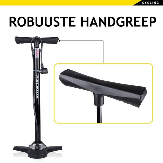 Pompe à vélo Dunlop avec manomètre - Double valve - Dutch Valve/ French Valve/ Auto Valve