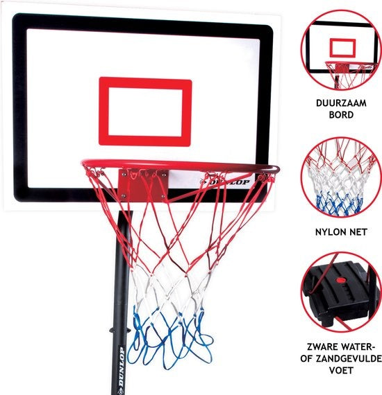 Dunlop Basketball Set - Junior playset - Hauteur réglable : 165 - 205 cm - Support de basket, ballon, pompe