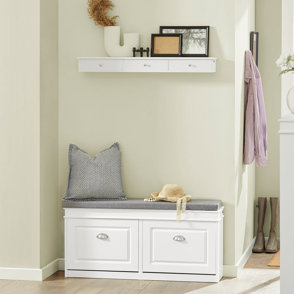 Armoire à chaussures - SoBuy - Meuble à compartiment - Support à chaussures - Banc pour s'asseoir - Blanc