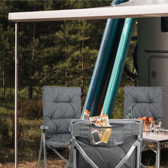 TRVLMORE Chaises de camping de luxe - pliables - 2-Pack - Capacité de charge 150KG - Sac de transport inclus - Chaise pliante - Chaise de camping - Chaise pliante - Gris