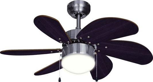 Bestron Ventilateur de plafond avec éclairage, 3 vitesses et grande portée de Ø75 cm, incl. fonction été/hiver, 50 W, DC30BC, couleur : Brun /eik