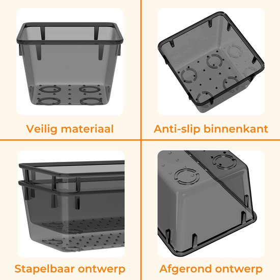 Posity Organisateur de tiroirs - 25 pièces - Plateaux d'organisation - Plateaux de tiroirs - Plateaux de stockage - Organisateur de maquillage - Pour la cuisine, la salle de bain et le bureau - Plastique - Noir transparent