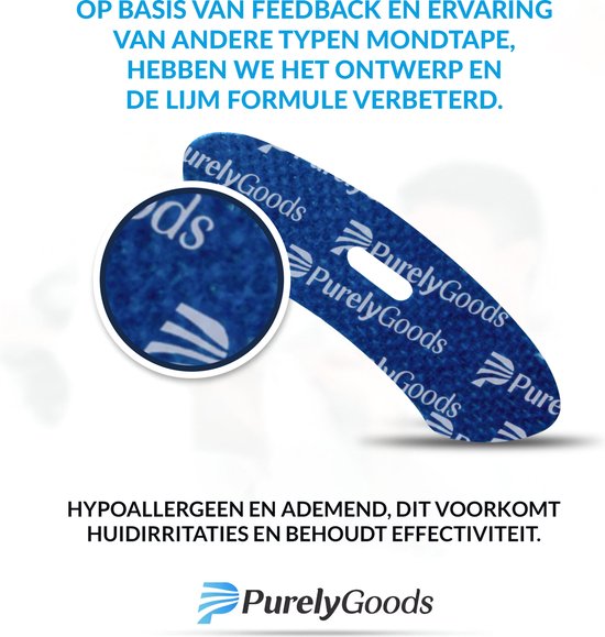 PurelyGoods® Ensemble de bandelettes buccales et nasales - Pansements anti-ronflement - Adhésif hypoallergénique - Bandelettes buccales - Pansements nasaux - Écarteur de nez - 2 x 33 pièces