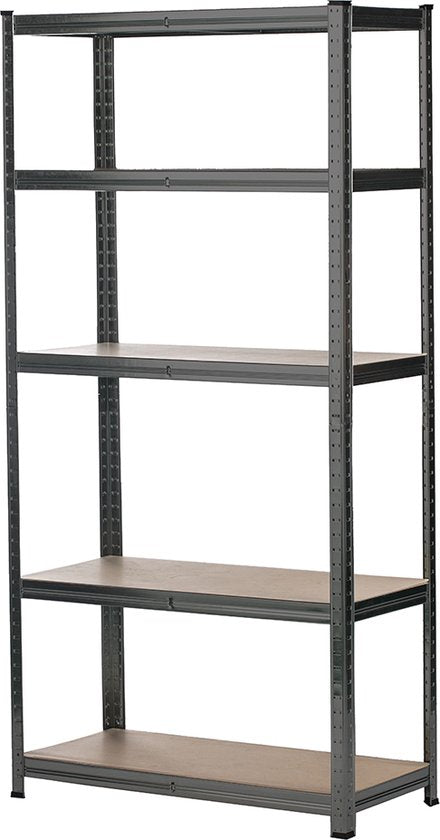 QLT Open Storage Cabinet with 5 Adjustable Shelves - Cabinet à rayonnages avec assemblage sans vis - Établi - Capacité 175 kg par étagère - Noir