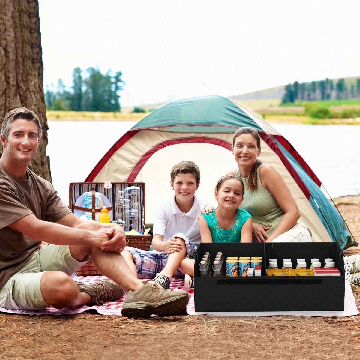 Organiseur de coffre pliable Coast - Avec couvercle - Compartiments modulables - Noir 30 x 69 x 27,5 cm