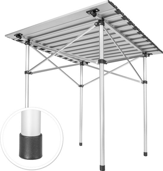 tectake® - Table de camping - Pliante - Sac de transport inclus - 70 x 70 cm - Gris