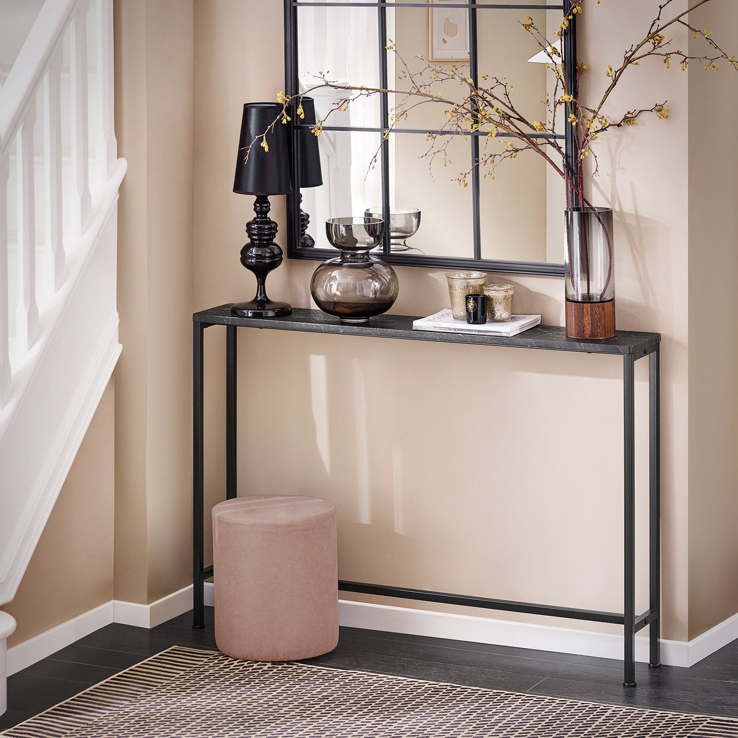 SoBuy FSB19-XL-SCH Table console noire avec plateau en MDF et structure en fer - 120 x 20 x 80 cm