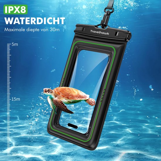 Travelhawk Waterproof Phone Cases - Drybag Set of 2 - Underwater Case - Waterproof phone pouch - Convient à tous les Smartphones - Egalement pour passeport et cartes de débit - Transparent - Eau - Vacances - Natation - Téléphone - Waterproof