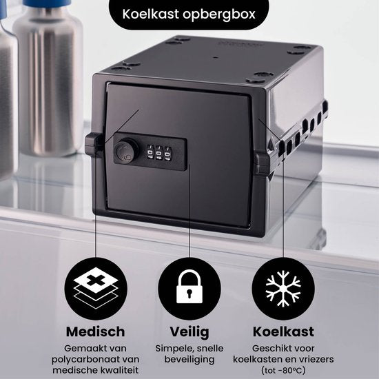 Lockabox Mini™ Boîte de rangement avec serrure numérotée - Armoire à pharmacie verrouillable - Coffre-fort en polycarbonate - Résistant au réfrigérateur et au congélateur - 3 litres - 22.3 x 15.4 x 12 cm