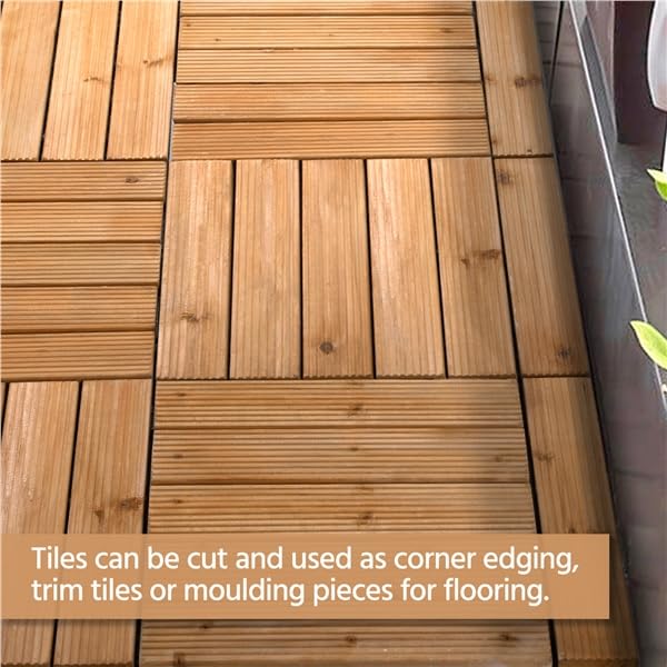 Lot de 27 dalles de terrasse Yaheetech - 30,8 x 30,8 cm - Bois naturel