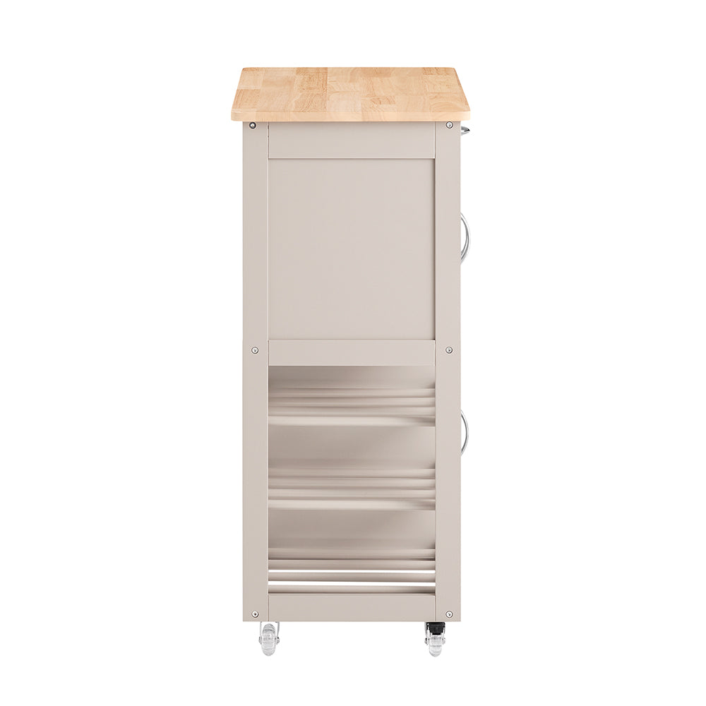 SoBuy FKW45-KA Chariot de cuisine à roulettes - Gris clair - 67x38x87 cm - Avec tiroir, portes et porte-bouteille
