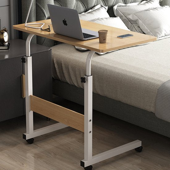 Ceruzo Table ordinateur portable - Table de lit mobile - Hauteur réglable 80cm - Bureau à domicile -60x40cm - aspect bois