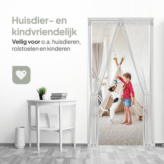 O'DADDY® Rideau de porte Deluxe FIBER - Rideau anti-moustiques magnétique - Pour les nouvelles constructions et les portes standard - Installation facile - Moustiquaire de porte blanche - 100x230 cm
