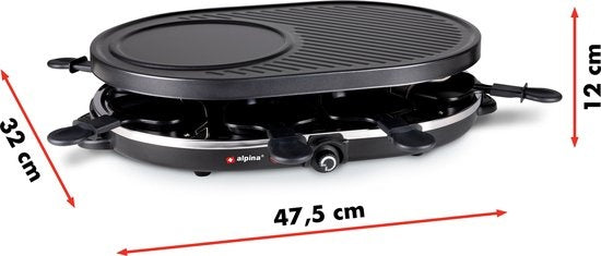 Alpina Gourmet Set - Gril - avec poêles et spatules - 1200W - 8 personnes