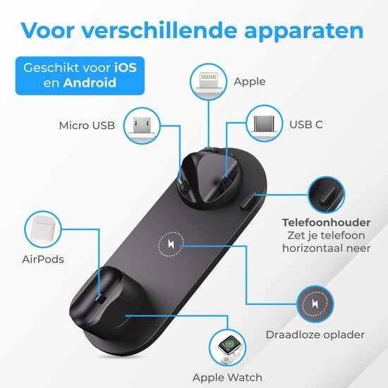 Nuvance - Chargeur sans fil 6 en 1 - Convient à tous les appareils Qi - Chargeur sans fil - Chargeurs sans fil