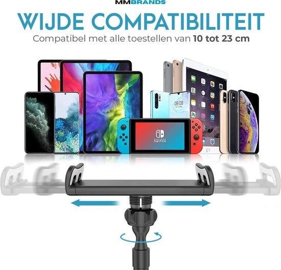 MM Brands Tablet Holder Flexible - Smartphone Stand Universal - Tripod suitable for Desk Table and Bed - ipad - Phone - GSM - Black