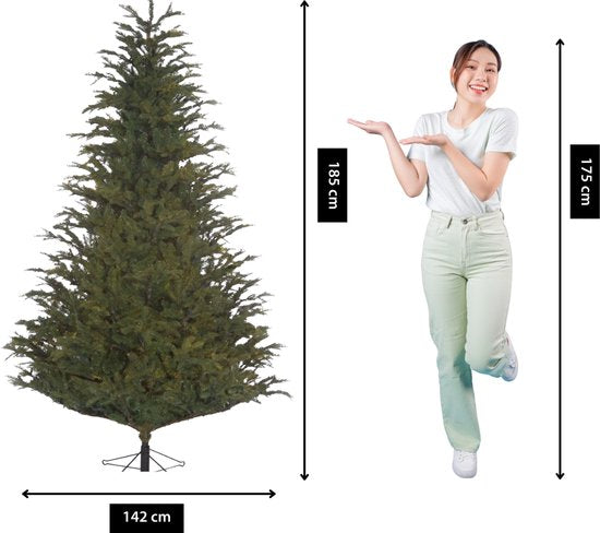 Black Box Trees Frasier Boom - Sapin de Noël à la forme naturelle - Décoration de Noël d'intérieur - Sapin artificiel à charnières - Hauteur 185 x diamètre 124 cm - Vert