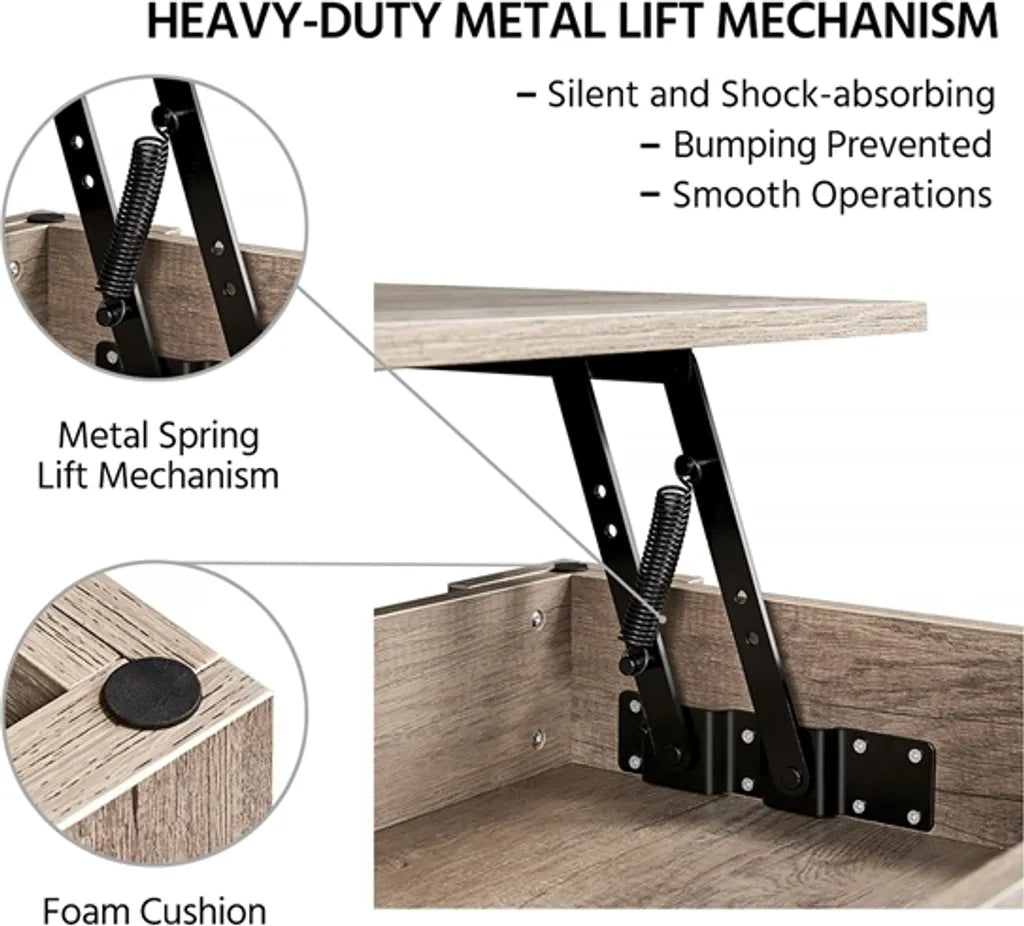Table basse Yaheetech avec plateau réglable et espace de rangement - Espresso - 98 x 50 x 41,8 cm