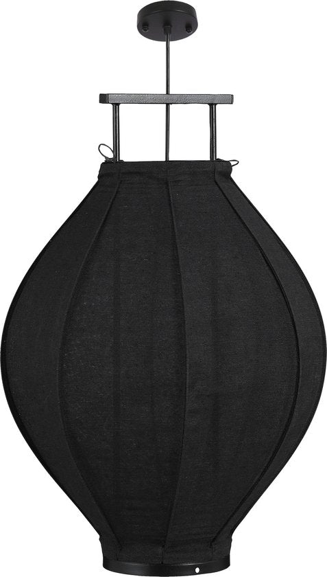 Mica Decorations Lampe pendante Pego - H73 x Ø54 cm - Lin - Noir