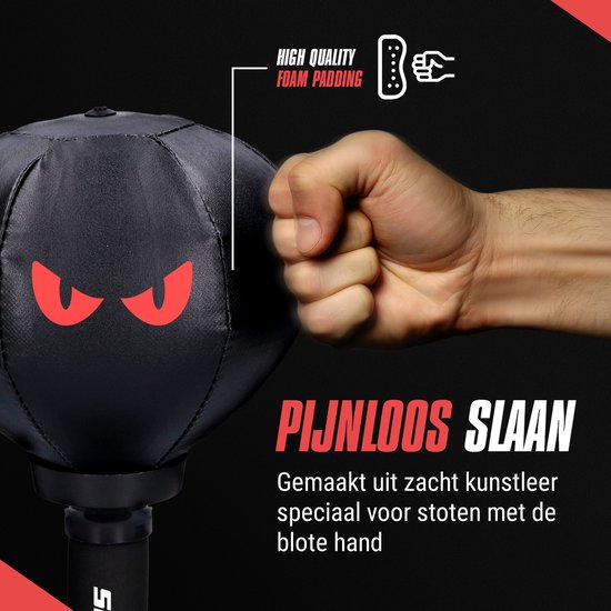 Inventus Boxing Ball PeakPunch - Avec ventouse - Mini-bâton de boxe - Anti-stress - Accessoires de jeux - Cadeau de Noël - Boxe réflexe balle anti-stress - Enfants et adultes - Noir