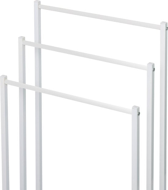 Niceey Porte-serviettes - 3 bras - Porte-serviettes - Porte-serviettes de salle de bains - Porte-serviettes sur pied - Métal - Feutres anti-rayures - Blanc