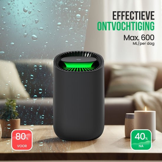 Déshumidificateur Strex - Extrêmement silencieux - 600ml/jour - Noir - Convient pour la maison / la chambre et le bureau