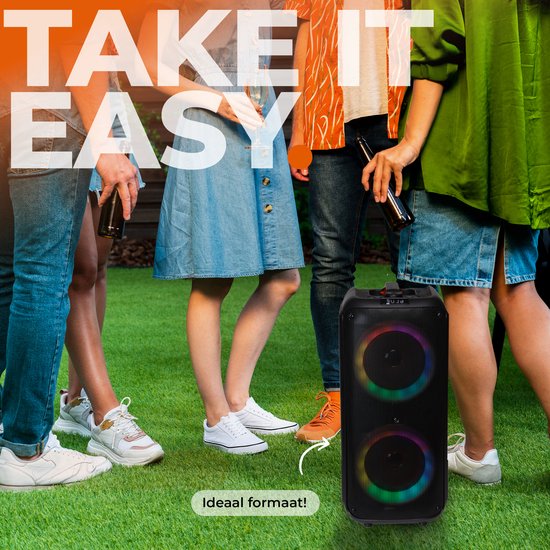 Denver - Haut-parleurs Bluetooth Party Box - Lumières disco - Télécommande incluse - Connexion microphone - BPS354 - Noir