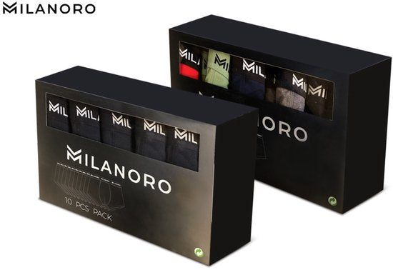 Milanoro - Lot de 10 boxers stylés en coton - Mélange foncé - M