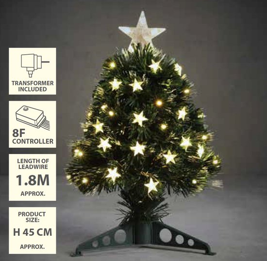 Sapin de Noël artificiel Mercury de Luca Lighting avec éclairage à fibre optique - H 45 x Ø 25 cm - Vert