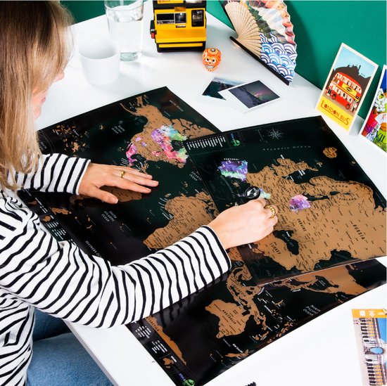 Atlas & Green Scratch Map - 2 pièces - Carte du monde à gratter - Carte du monde & carte de l'Europe - Poster Monde & Europe - 42x29.7 cm & 29.7x21 cm - Décoration murale Carte du monde