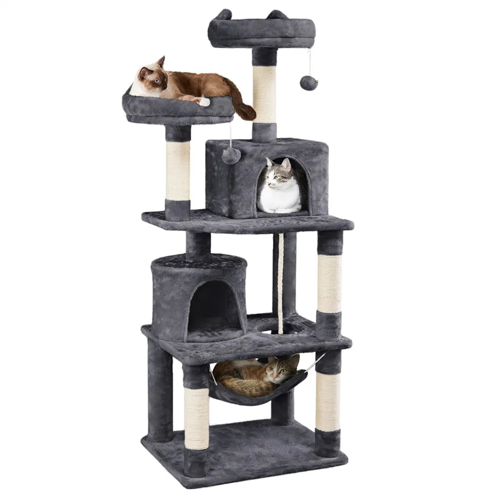 Yaheetech Scratch Post 158cm - Multi-niveaux - Sisal - Plates-formes - Gris foncé