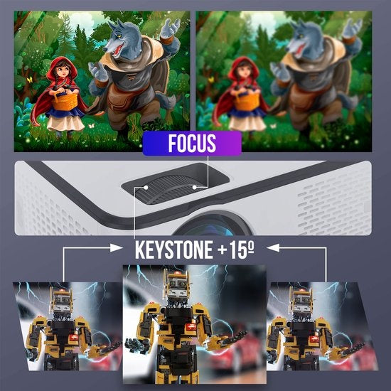 Strex Beamer ANDROID - Entrée en Full HD - 7000 Lumens - Streaming depuis votre téléphone avec WiFi - Mini projecteur - Ecran de projection 100" inclus