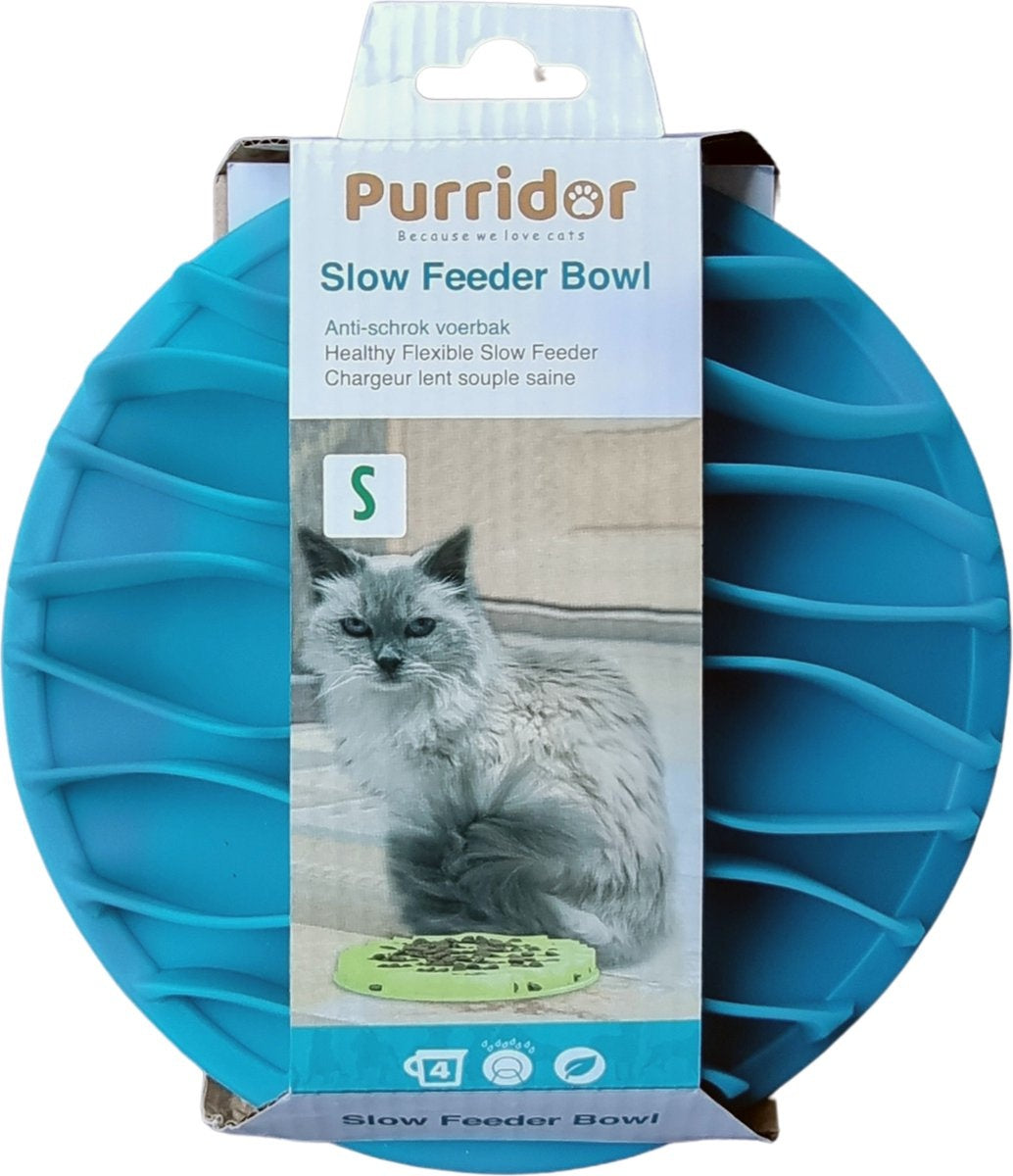 Bol anti-grignotage pour chat - Purridor - bol alimentaire pour chat - mangeoire lente - puzzle alimentaire - Sans BPA ni PVC - Lavable au lave-vaisselle - 19cm de diamètre