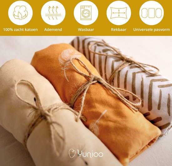 Yunioo® Drap berceau universel │ Drap-housse bébé pour landau, panier à langer et panier mosaïque │ Housse de matelas à langer │ Cadeau de maternité baby shower │ 3-pack │40x80 cm élastiqué