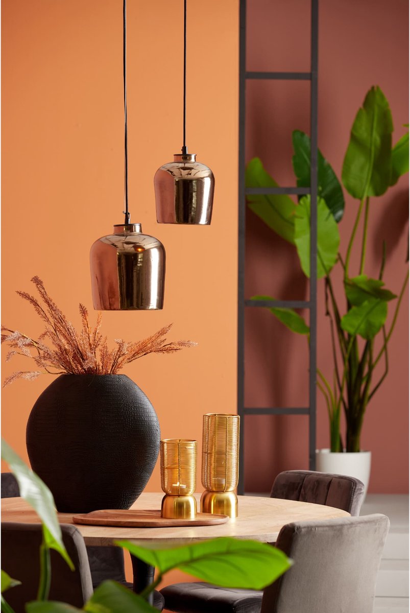 Light & Living Lampe pendante Dena - Ø22,5 cm - Céramique - E27 - Design moderne - Bronze