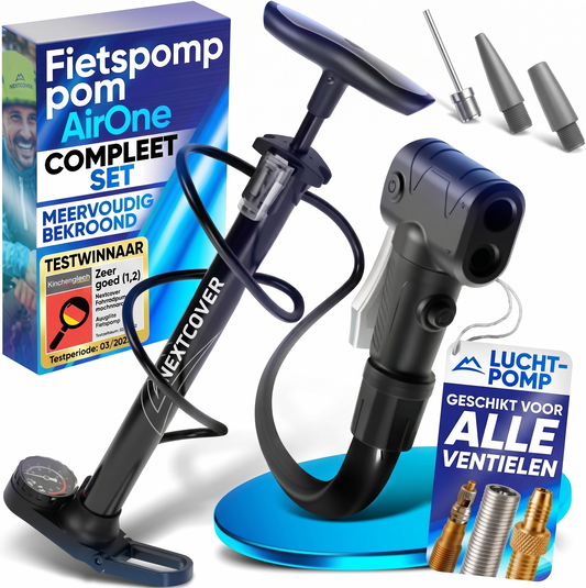 Pompe à vélo Nextcover - Technologie Airflow - Pompe sur pied - Avec manomètre - Noire