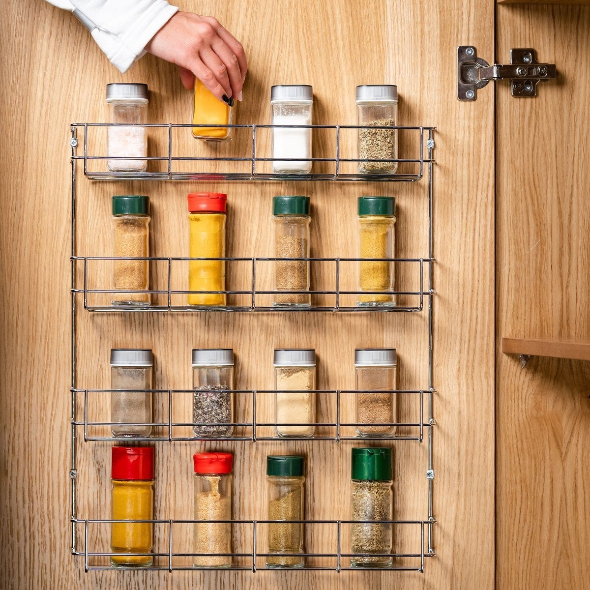Coninx Spice Rack Metal - Suspendable - pour 32 pots à épices - 4 niveaux de rangement - 405x60x500mm - Chrome