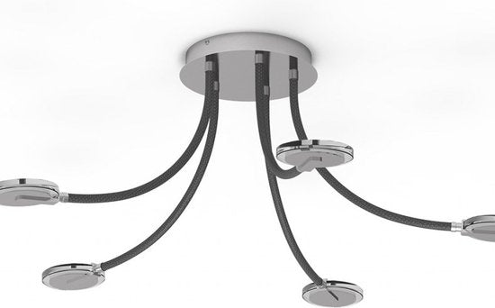 Plafonnier Turound 3375ST – lampe design en acier avec verre, LED, intensité réglable, 91,5 cm, Steinhauer