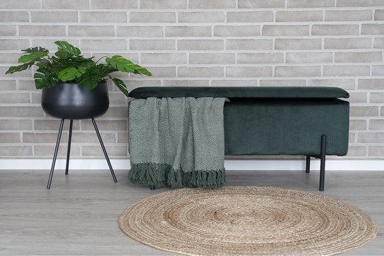 Canapé Watford avec rangement velours vert, noir.