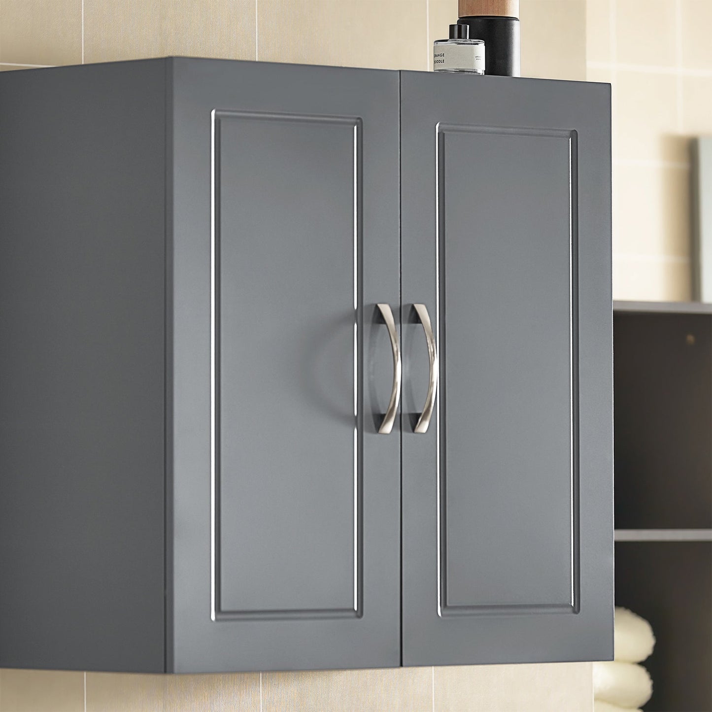 SoBuy Armoire murale 2 portes - 60x30x60 cm - Gris - Etagère réglable