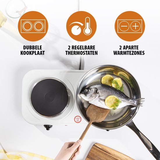 Tristar Table de cuisson électrique 2500W - KP-6245 - 2 zones de cuisson - En pose libre - Blanc