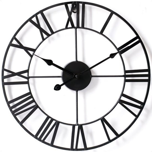 Goliving Horloge murale àl'ancienne - Horloge murale moderne - Métal - Vintage - Ø 40cm - Noir