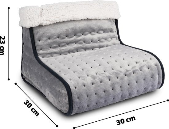 Coussin chauffant - Alpina - Chauffe-pieds électrique - Housse intérieure lavable - 3 niveaux de chaleur - Gris