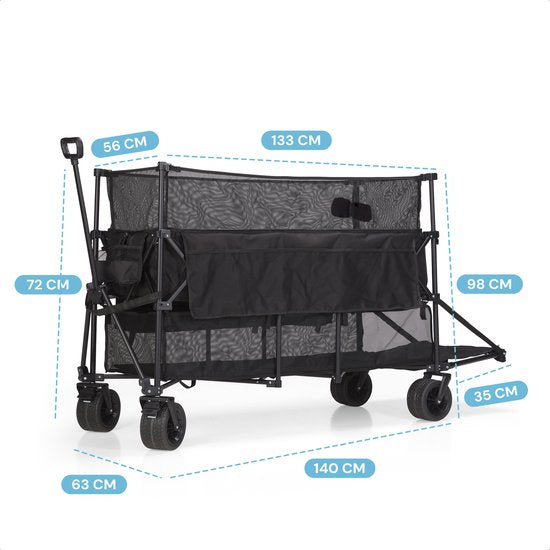 Mr Fold Bolderkar - XL - pliable - 600L - 300KG de capacité de charge - noir - 5 ans de garantie