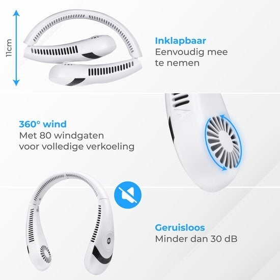 Nuvance - Ventilateur de nuque - Ventilateur de nuque - 3 niveaux - Ventilateur de nuque rechargeable - Ventilateur de visage - Ventilateur de nuque
